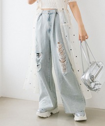 OLIVE des OLIVE | ウエストホックワイドデニムパンツ　1041030090(デニムパンツ)