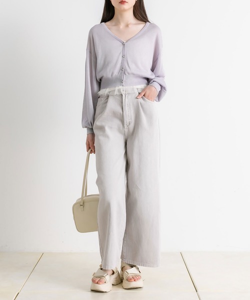 OLIVE des OLIVE(オリーブデオリーブ)の「ウエストホックワイドデニムパンツ 1041030090(デニムパンツ・レディース・ブルー/サックスブルー/ライトグレー・MEDIUM/SMALL)」の4枚目の写真