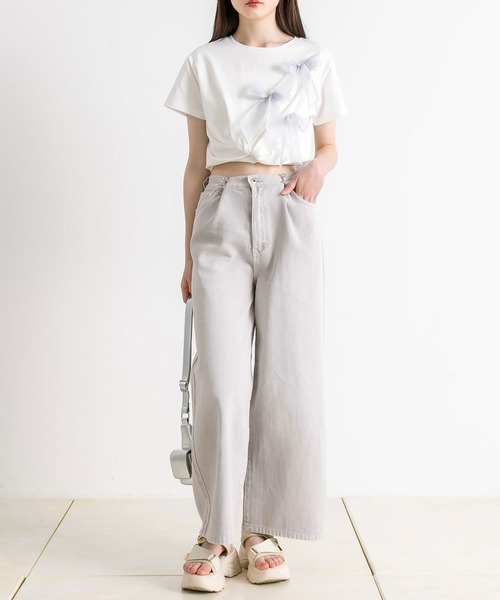 OLIVE des OLIVE(オリーブデオリーブ)の「ウエストホックワイドデニムパンツ 1041030090(デニムパンツ・レディース・ブルー/サックスブルー/ライトグレー・MEDIUM/SMALL)」の10枚目の写真