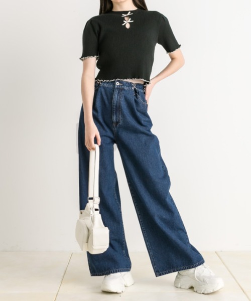 OLIVE des OLIVE(オリーブデオリーブ)の「ウエストホックワイドデニムパンツ 1041030090(デニムパンツ・レディース・ブルー/サックスブルー/ライトグレー・MEDIUM/SMALL)」の14枚目の写真