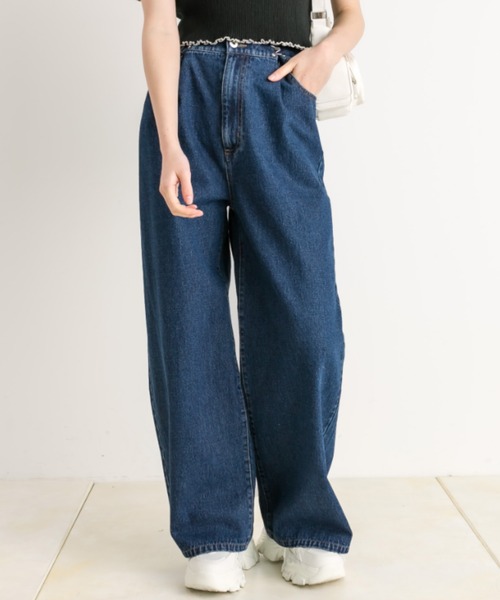 OLIVE des OLIVE(オリーブデオリーブ)の「ウエストホックワイドデニムパンツ 1041030090(デニムパンツ・レディース・ブルー/サックスブルー/ライトグレー・MEDIUM/SMALL)」の17枚目の写真
