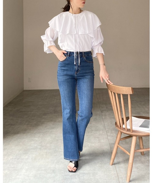 She's Closet(シーズクローゼット)の「フリルカラービッグ襟ショート丈長袖リボンボレロブラウスカーディガン(シャツ/ブラウス・レディース・ブラック/ホワイト・FREE)」の13枚目の写真