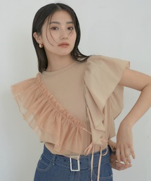 VIS | 【SET】サッシュ付きフリルドッキングプルオーバー(Tシャツ/カットソー)