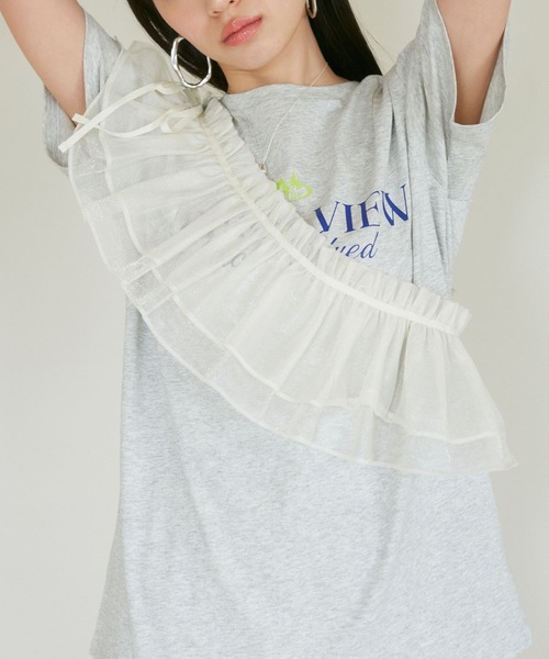 VIS（ビス）の「【SET】サッシュ付きフリルドッキングプルオーバー（Tシャツ/カットソー・レディース・ホワイト/ベージュ/スミクロ・FREE）」の17枚目の写真