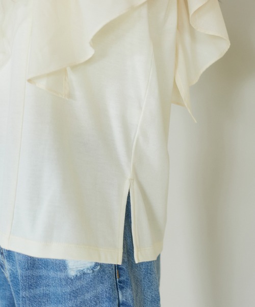 VIS（ビス）の「【SET】サッシュ付きフリルドッキングプルオーバー（Tシャツ/カットソー・レディース・ホワイト/ベージュ/スミクロ・FREE）」の9枚目の写真