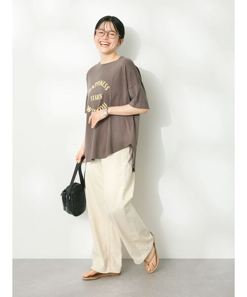 CRAFT STANDARD BOUTIQUE（クラフトスタンダードブティック）の「シルケット天竺ロゴプリント裾ラウンド半袖Tee（チュニック・レディース・ラベンダー/オフホワイト/チャコールグレー/ブルー・FREE）」の18枚目の写真
