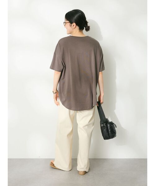 CRAFT STANDARD BOUTIQUE（クラフトスタンダードブティック）の「シルケット天竺ロゴプリント裾ラウンド半袖Tee（チュニック・レディース・ラベンダー/オフホワイト/チャコールグレー/ブルー・FREE）」の19枚目の写真