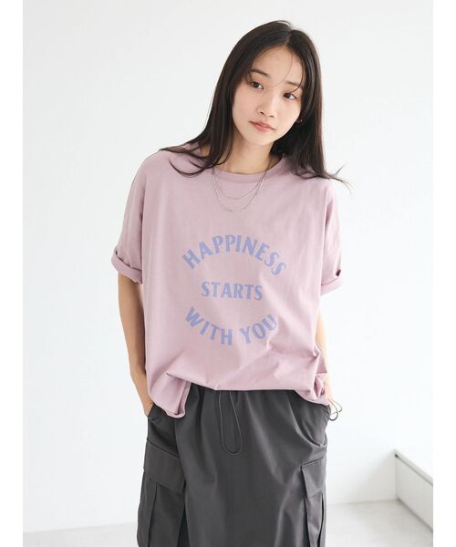 CRAFT STANDARD BOUTIQUE（クラフトスタンダードブティック）の「シルケット天竺ロゴプリント裾ラウンド半袖Tee（チュニック・レディース・ラベンダー/オフホワイト/チャコールグレー/ブルー・FREE）」の20枚目の写真
