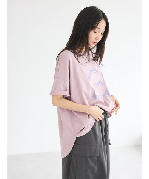 CRAFT STANDARD BOUTIQUE（クラフトスタンダードブティック）の「シルケット天竺ロゴプリント裾ラウンド半袖Tee（チュニック・レディース・ラベンダー/オフホワイト/チャコールグレー/ブルー・FREE）」の21枚目の写真