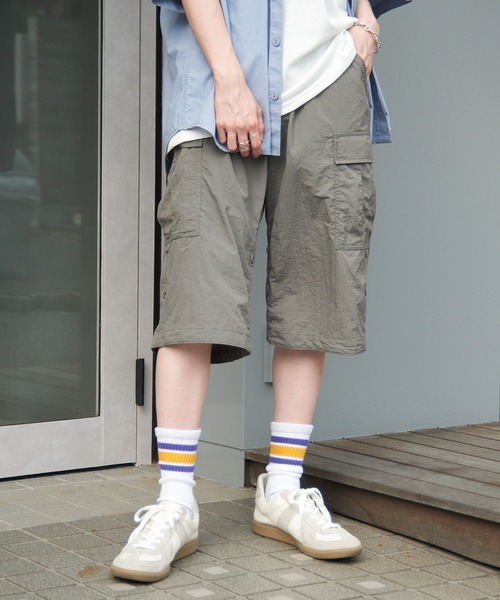 ROOT THREE（ルートスリー）の「【ROOT THREE】ナイロンワッシャークロップドカーゴパンツ 050290（カーゴパンツ・メンズ・グレー/カーキ/ブラック/ベージュ・S/M/L/LL）」の3枚目の写真