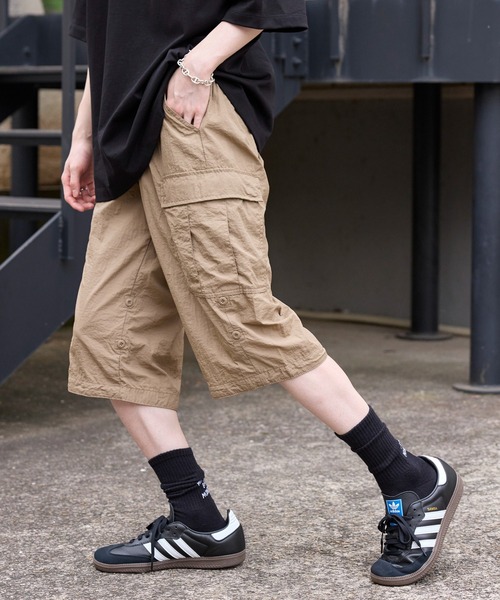 ROOT THREE（ルートスリー）の「【ROOT THREE】ナイロンワッシャークロップドカーゴパンツ 050290（カーゴパンツ・メンズ・グレー/カーキ/ブラック/ベージュ・S/M/L/LL）」の5枚目の写真