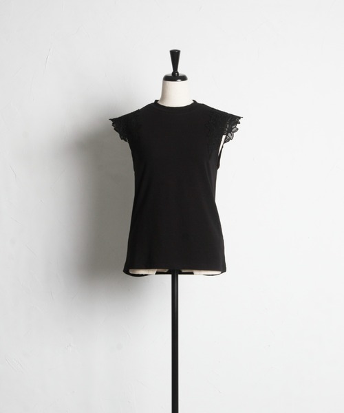 tocco closet（トッコ　クローゼット）の「フラワーレース刺繍付きプルオーバー（Tシャツ/カットソー・レディース・オフホワイト/ブラック・M）」の12枚目の写真