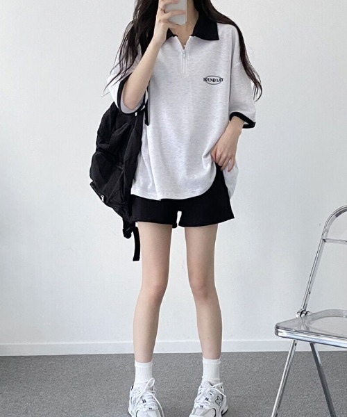 【美品】専用品半袖シャツ &スカート osharewalker シャツ レディース 春夏 トップス 半袖 五分袖 襟