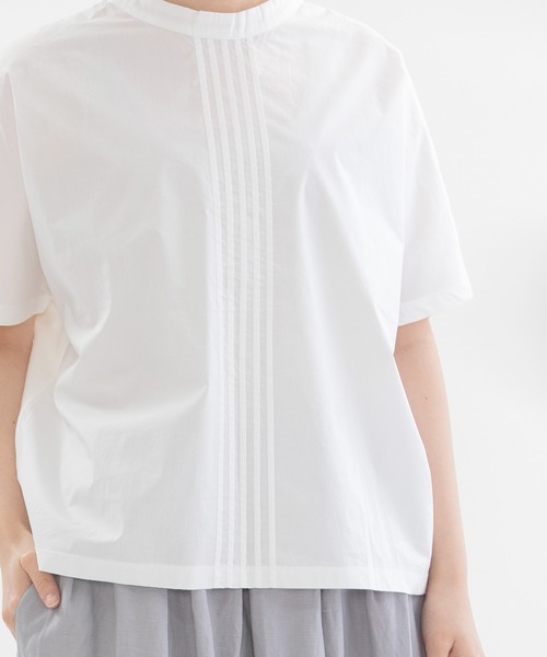 nop de nod(ノップドゥノッド)の「ボトルネック布帛Tトップス(Tシャツ/カットソー・レディース・ブラック/ネイビー/オフホワイト/スミクロ・3)」の18枚目の写真