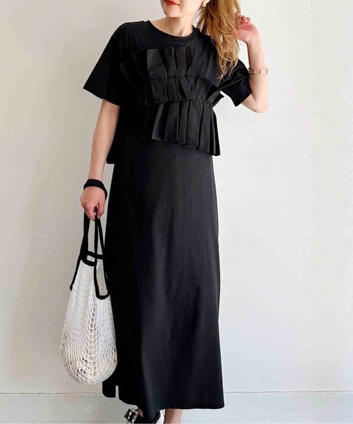 PICCIN(ピッチン)の「【WEB限定】フロントプリーツコットンワンピース(ワンピース・レディース・ブラック/グレー・M/L)」の1枚目の写真