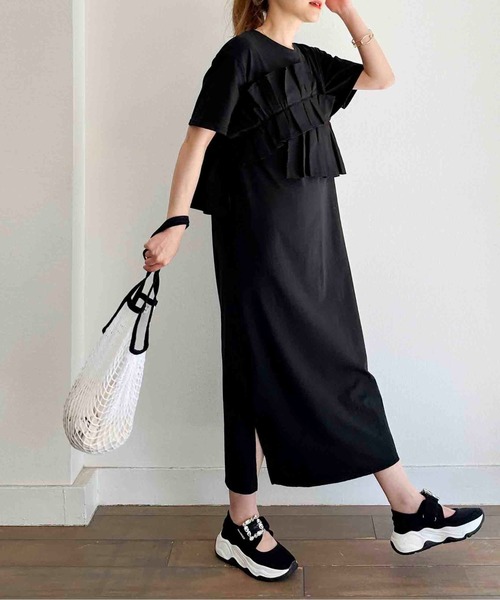 PICCIN(ピッチン)の「【WEB限定】フロントプリーツコットンワンピース(ワンピース・レディース・ブラック/グレー・M/L)」の7枚目の写真