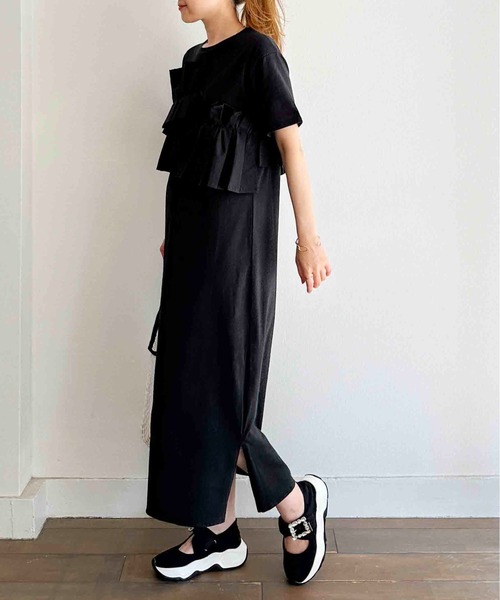 PICCIN(ピッチン)の「【WEB限定】フロントプリーツコットンワンピース(ワンピース・レディース・ブラック/グレー・M/L)」の4枚目の写真