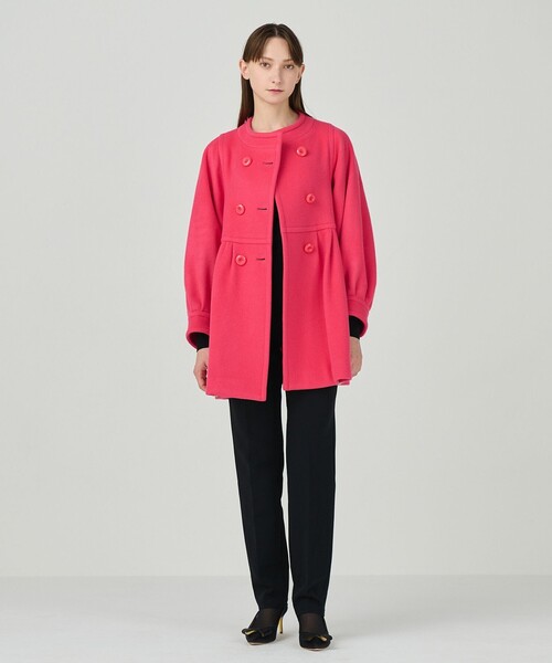 GRACE CONTINENTAL(グレースコンチネンタル)の「テントラインショートコート(ノーカラーコート・レディース・ピンク・36)」の1枚目の写真