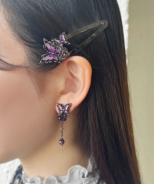 【ANNA SUI】即対応蝶 ティアレ 蝶 薔薇 モチーフバレッタ ティアレ 蝶 薔薇 モチーフ バレッタ（バレッタ/ヘアクリップ
