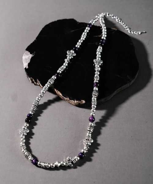 RAGEBLUE（レイジブルー）の「メタルコンビ/ビーズネックレス（ネックレス・メンズ・パープル/グリーン・FREE）」の4枚目の写真