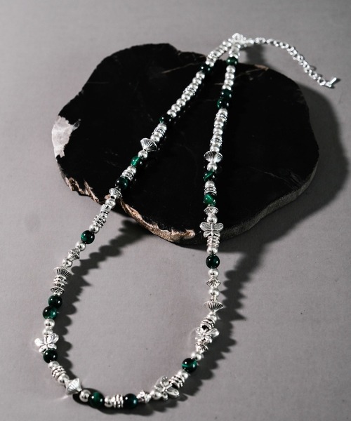 RAGEBLUE（レイジブルー）の「メタルコンビ/ビーズネックレス（ネックレス・メンズ・パープル/グリーン・FREE）」の3枚目の写真