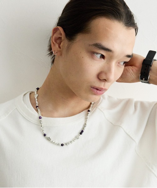 RAGEBLUE（レイジブルー）の「メタルコンビ/ビーズネックレス（ネックレス・メンズ・パープル/グリーン・FREE）」の6枚目の写真