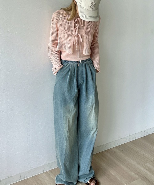 RiLi（リリ）の「デニムライクルーズワイドパンツ【RL】（デニムパンツ・レディース・ブルー・S-Long/M-Long/M/S）」の6枚目の写真