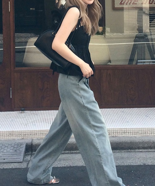RiLi（リリ）の「デニムライクルーズワイドパンツ【RL】（デニムパンツ・レディース・ブルー・S-Long/M-Long/M/S）」の3枚目の写真
