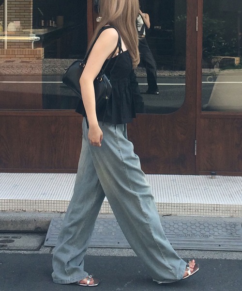 RiLi（リリ）の「デニムライクルーズワイドパンツ【RL】（デニムパンツ・レディース・ブルー・S-Long/M-Long/M/S）」の7枚目の写真