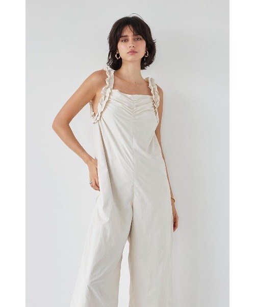 ALEXIA STAM(アリシアスタン)の「Frill Shoulder Jumpsuit /フリルショルダージャンプスーツ(つなぎ/オールインワン・レディース・チャコールグレー/アイボリー・M/S)」の13枚目の写真
