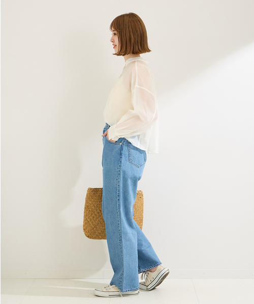 B.C STOCK(ベーセーストック)の「オーガンディクロップシャツ(シャツ/ブラウス・レディース・ホワイト/ブルー系その他/ブラック・FREE)」の13枚目の写真