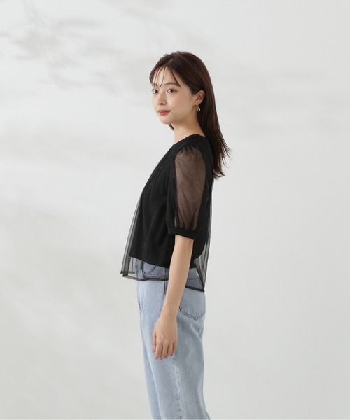 tシャツ チュール付きカットソーボディスーツ レディース ine-6681.jpg