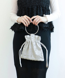 ビーズ刺繍巾着バッグ【結婚式/フォーマル/パーティ/デイリー】