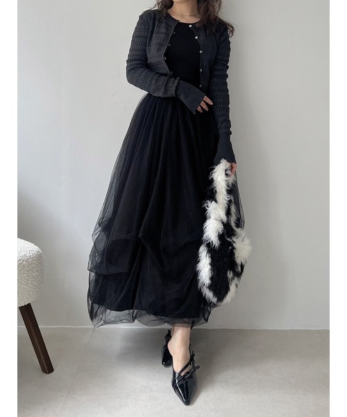 リリーブラウン LILY BROWN ボリュームチュールニットワンピース LILY BROWN（リリーブラウン）の「ボリュームチュールニット
