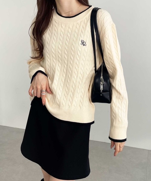 オールドセリーヌ ケーブルニットラメ入り 刺繍ロゴ コットン綿 オールドセリーヌ ケーブルニットラメ入り 刺繍ロゴ コットン綿 メンズ