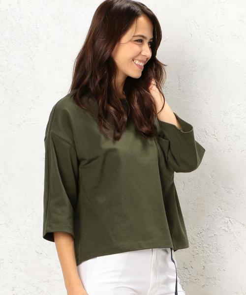 green label relaxing（グリーンレーベルリラクシング）の「CF BIG ポケット 7SL プルオーバー カットソー ◆（Tシャツ/カットソー・レディース・オフホワイト/ブラウン/ダークグリーン/ネイビー・フリー）」の3枚目の写真