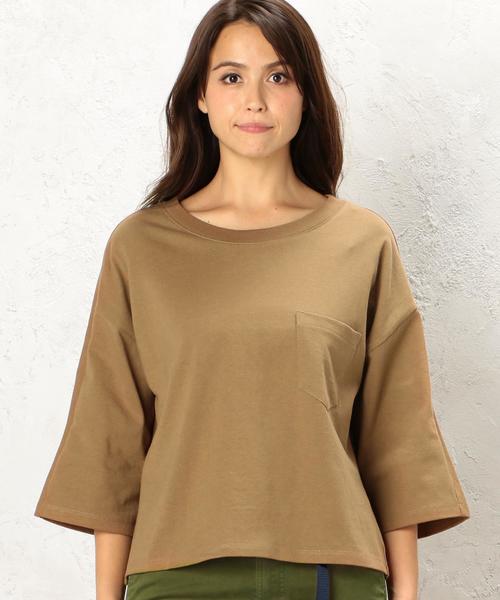 green label relaxing（グリーンレーベルリラクシング）の「CF BIG ポケット 7SL プルオーバー カットソー ◆（Tシャツ/カットソー・レディース・オフホワイト/ブラウン/ダークグリーン/ネイビー・フリー）」の6枚目の写真