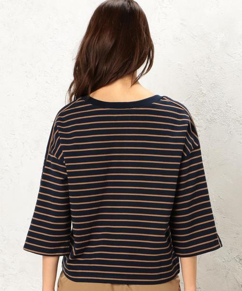 green label relaxing（グリーンレーベルリラクシング）の「CF BIG ポケット 7SL プルオーバー カットソー ◆（Tシャツ/カットソー・レディース・オフホワイト/ブラウン/ダークグリーン/ネイビー・フリー）」の11枚目の写真