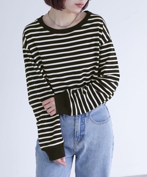 n'OrLABEL（ノアールレーベル）の「『配色ボーダーロンT』（Tシャツ/カットソー・レディース・ブラック/ラベンダー/ベージュ・2/1）」の9枚目の写真