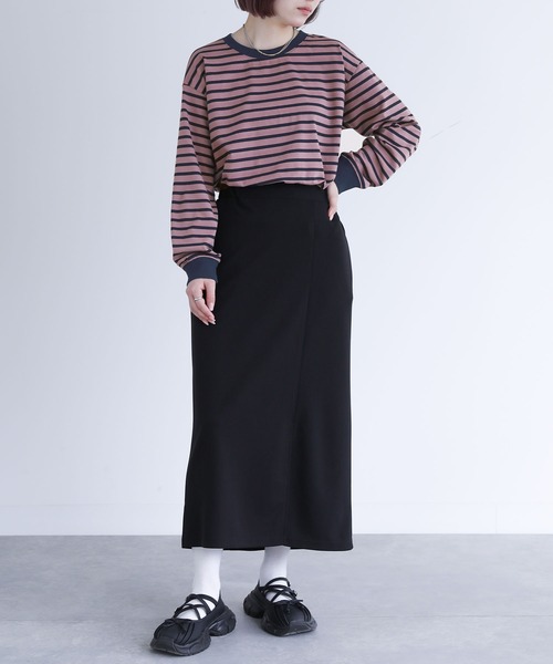 n'OrLABEL（ノアールレーベル）の「『配色ボーダーロンT』（Tシャツ/カットソー・レディース・ブラック/ラベンダー/ベージュ・2/1）」の7枚目の写真