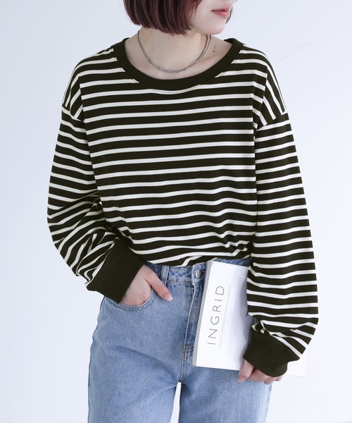 n'OrLABEL（ノアールレーベル）の「『配色ボーダーロンT』（Tシャツ/カットソー・レディース・ブラック/ラベンダー/ベージュ・2/1）」の19枚目の写真