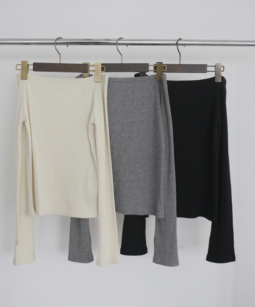 hellam（へラム）の「ラメ入りオフショルリブトップス（Tシャツ/カットソー・レディース・アイボリー/ブラック/杢グレー/ブルー/カーキ・FREE）」の15枚目の写真