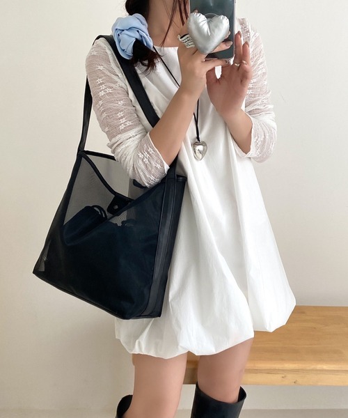 LYEON(リヨン)の「ワンハンドルメッシュバッグ/バケツバッグ(ショルダーバッグ・レディース・ブラック/シルバー・FREE)」の10枚目の写真