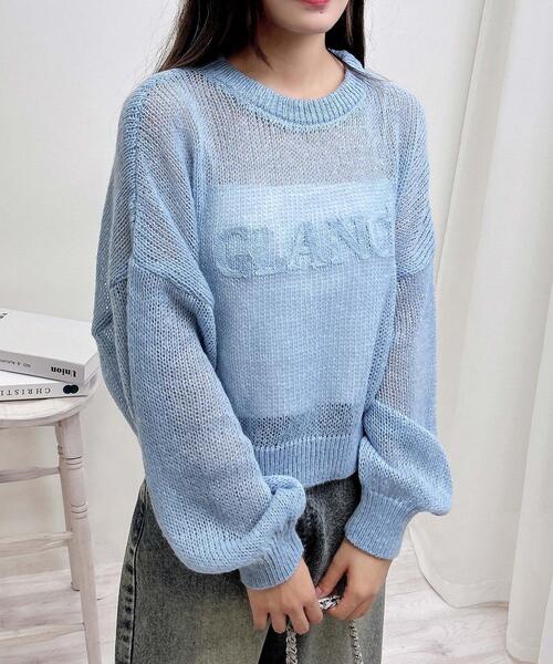 INGNI（イング）の「シアーモヘアロゴニット（ニット/セーター・レディース・アイボリー/グレー/ブルー/ピンク・M）」の16枚目の写真