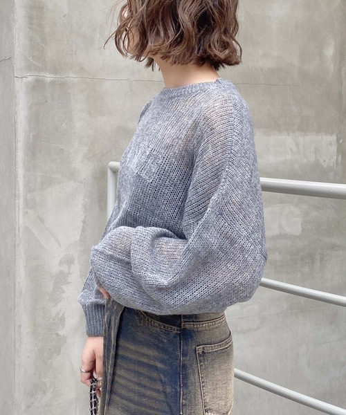INGNI（イング）の「シアーモヘアロゴニット（ニット/セーター・レディース・アイボリー/グレー/ブルー/ピンク・M）」の12枚目の写真
