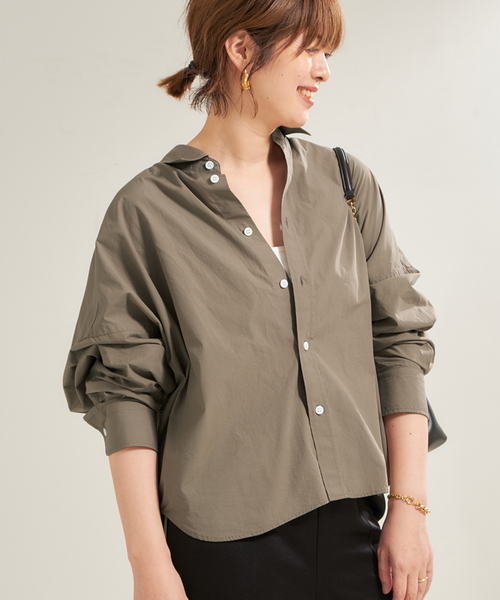 美品 Plageプラージュ24SS　Washer Short シャツ カーキ plage（プラージュ）の「Washer Short シャツ（シャツ/ブラウス）」 - WEAR