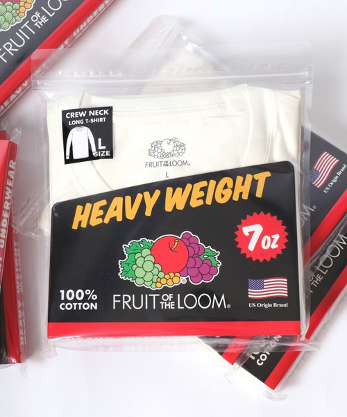 FRUIT OF THE LOOM(フルーツオブザルーム)の「FRUIT OF THE LOOM/フルーツオブザルーム HEAVY WEIGHT/ヘビーウェイト 無地 クルーネック ロングスリーブTシャツ/ロンT/パックT(Tシャツ/カットソー・メンズ・ホワイト/ブラック・XL/L/M/S)」の2枚目の写真