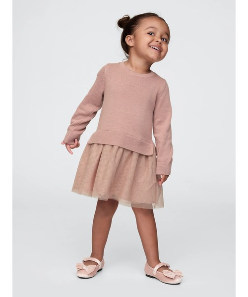 GAP（ギャップ）の「babyGap 2in1 ニットチュールワンピース（ワンピース・キッズ・ベージュ/ベージュ系その他・70cm/80ｃｍ/90cm/95cm/100cm/105cm/110cm）」の2枚目の写真