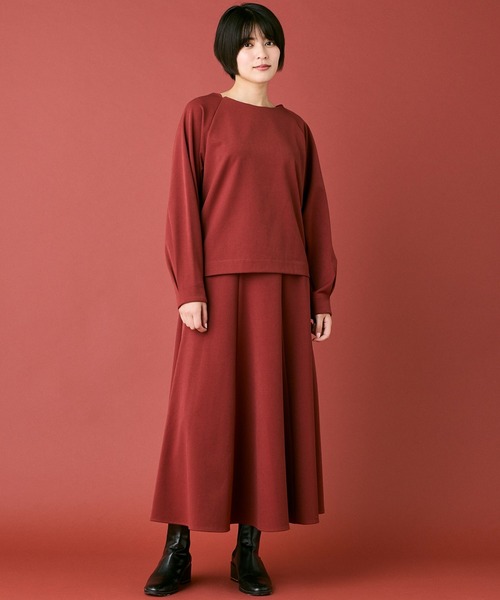 INED CLARO（イネドクラロ）の「ポリエステルスパンフレアスカート【セットアップ対応】（スカート・レディース・オレンジ/チャコールグレー・フリー）」の11枚目の写真