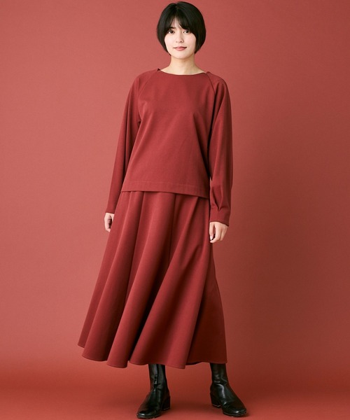 INED CLARO（イネドクラロ）の「ポリエステルスパンフレアスカート【セットアップ対応】（スカート・レディース・オレンジ/チャコールグレー・フリー）」の12枚目の写真